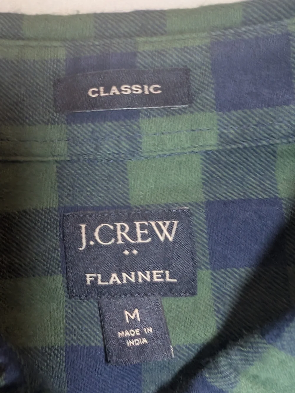 J. Crew Blue and Green Plaid Flannel Long-Sleeve Button-Down Shirt M